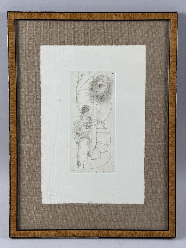 HANS BELLMER (France/Poland, 1902-1975), "Madame Edwards"., Etching, 11" x 7.5". Framed 16" x 12".: HANS BELLMERFrance/Poland, 1902-1975"Madame Edwards". Unsigned.Etching, 11" x 7.5". Framed 16" x 12".