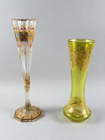 TWO BOHEMIAN GLASS VASES ATTRIBUTED TO MOSER 19th Century