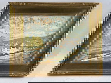 ROY HENRY BROWN (New York/New Hampshire/Illinois/France, 1879-1956), River scene., Oil on panel,