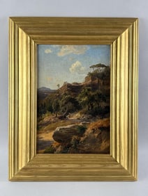 CONTINENTAL SCHOOL (18th/19th Century,), Italian landscape., Oil on canvas, 15" x 10.5". Framed 23"