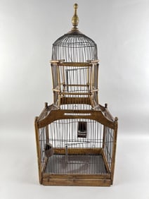 VICTORIAN-STYLE BIRDCAGE Height 32". Width 14.25". Depth 9".
