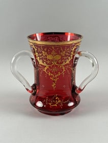 VICTORIAN CRANBERRY GLASS TYG Late 19th/Early 20th Century Height 8.125". Diameter at top 5.75".