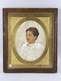AMERICAN SCHOOL (Early 20th Century,), Bust portrait of a child dressed in white., Mixed media on