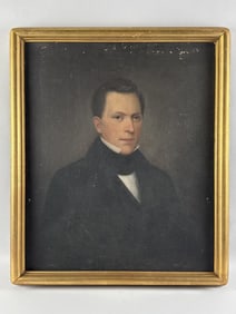 AMERICAN SCHOOL (19th Century,), Portrait of Deacon Daniel Wiley., Oil on canvas, 30" x 25". Framed