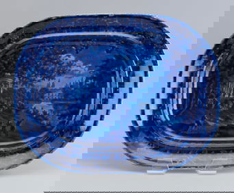 DEEP BLUE SEMI CHINA PLATTER 16.5" x 13".