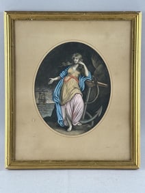 HAND-TOUCHED PRINT DEPICTING HOPE England, 19th Century 11" x 9". Framed 19" x 16".