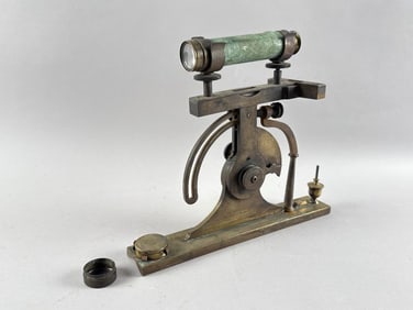 JOHN WOODS BRONZE SURVEYOR'S TRANSIT 19th Century Height 11". Length 12".