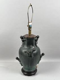 BRONZE TABLE LAMP Base height 15.5". Total height 27.5".