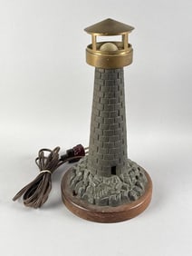 CAST BRONZE LIGHTHOUSE LAMP Early 20th Century Height 14".