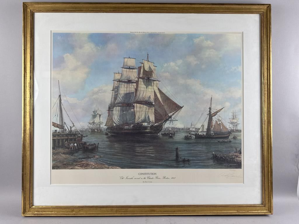 ROY CROSS (United Kingdom, 1924-2024), "Constitution 'Old Ironsides' moored in the Charles River, (1 of 2)