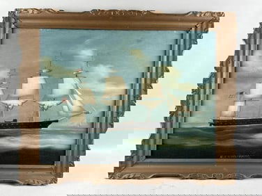 AMERICAN SCHOOL (19th Century,), Portrait of the U.S.S. Colorado., Oil on canvas, 18" x 23.5".