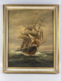 HARRY HAMBRO HOWE (Massachusetts/Maine, 1886-1968), The ship Noonday., Oil on canvas, 25" x 20".