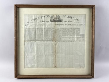 SEAMAN'S CONTRACT 1869 15.75" x 18" sight. Framed 20.5" x 22.5".