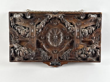 CARVED OAK PANEL FROM THE R.M.S. "OLYMPIC" Late 19th Century 13" x 20".