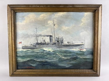 GIRAGOS DER GARABEDIAN (Vermont/Massachusetts/Armenia, 1892-1980), British warship., Oil on board,