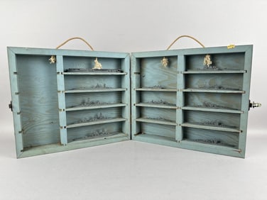 CASED SET OF WORLD WAR II-ERA NAVAL RECOGNITION MODELS Case height 14". Width closed 16".