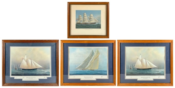 FIVE MARITIME PRINTS Framed to 24.5" x 30.5".