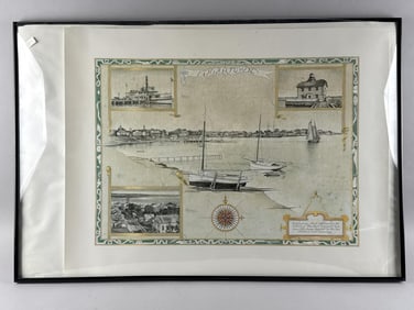 PICTORIAL MAP OF EDGARTOWN, MARTHA'S VINEYARD Dated 1987 24" x 34". Unframed.