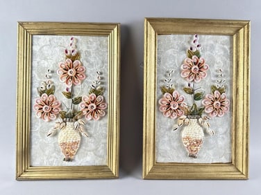 PAIR OF SEASHELL ARTWORKS Late 20th Century Framed 19" x 12".