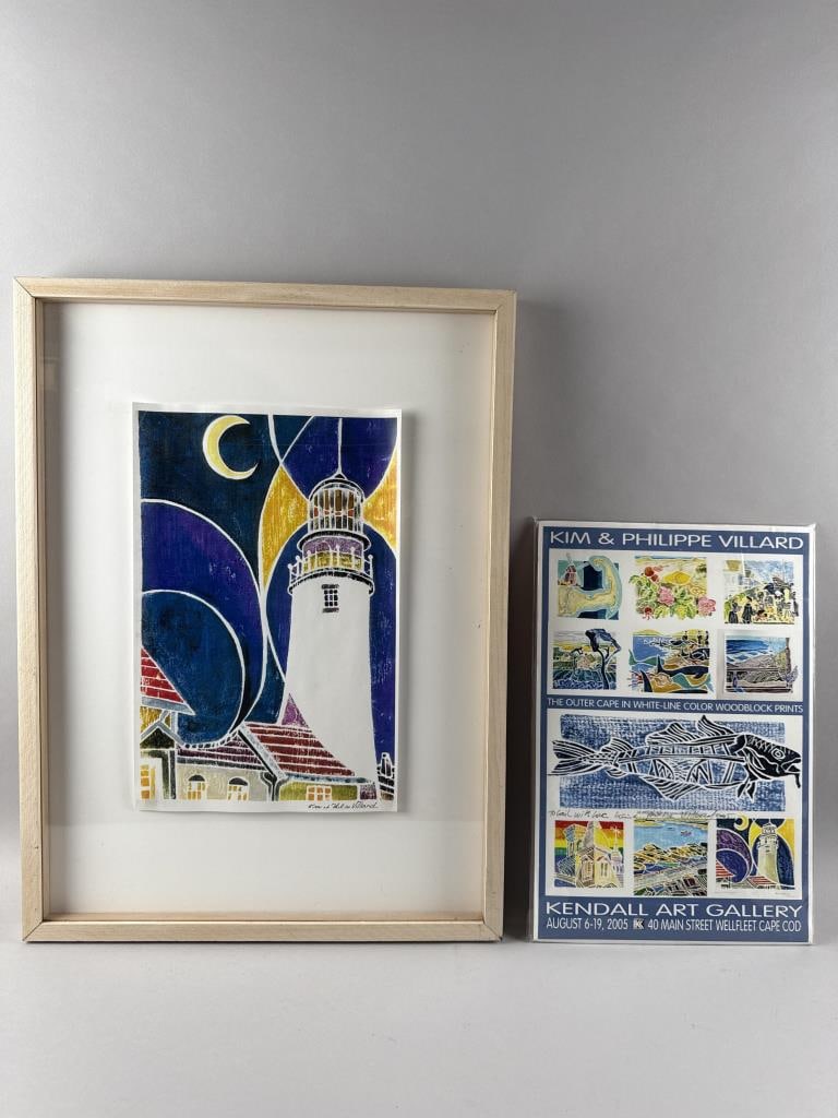 KIM AND PHILIPPE VILLARD (Massachusetts, Contemporary), Highland Light, Truro, Massachusetts.,: KIM AND PHILIPPE VILLARDMassachusetts, ContemporaryHighland Light, Truro, Massachusetts. Printed signature lower right. Together with a 2005 Kendall Art Gallery exhibition poster showing an image of t