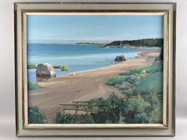HERB RANDLE (Massachusetts, Late 20th Century), Beach scene, likely Cape Cod., Oil on canvas, 24" x