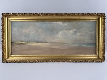 AMERICAN SCHOOL (19t Century,), Panoramic coastal scene, possibly Watch Hill, Rhode Island., Oil on