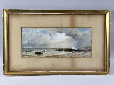 JULIUS AUGUSTUS BECK (Pennsylvania/Italy, 1831-1915), Coastal scene., Watercolor and gouache, 6.5" x