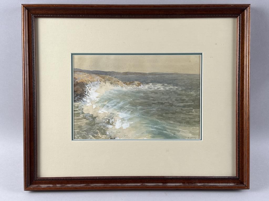 HARRY SPIERS (Massachusetts/Canada, 1869-1934), Coastal scene., Watercolor and gouache, 7.25" x (1 of 2)