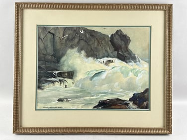 STANLEY WINGATE WOODWARD (Massachusetts, 1890-1970), Crashing waves., Watercolor and gouache, 14" x