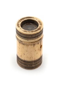 UNIQUE JAPANESE CARVED BONE NETSUKE WITH COMPASS Late 19th/Early 20th Century Height 1.5".