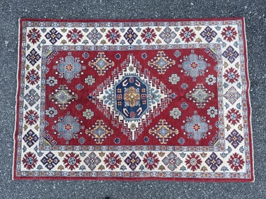 KAZAK DESIGN RUG: 4'0' X 5'7" 21st Century