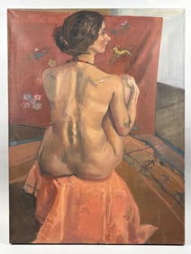 CONTEMPORARY SCHOOL (20th Century,), Woman posing nude in a studio., Oil on canvas, 40? x 30?.
