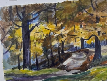 MARSTON DEAN (BUD) HODGIN (Ohio/California, 1903-2003), Forest scene., Watercolor on paper, 16.5" x