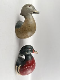 PAIR OF BRIAN MITCHELL WOOD DUCK WALL MOUNTS Massachusetts, Contemporary Heights 8".