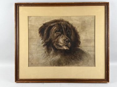 AMERICAN SCHOOL (Late 19th Century,), Portrait of a dog., Pastel on paper, 16" x 21" sight. Framed