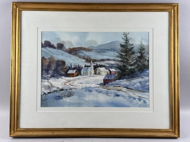 FREDERICK KUBITZ (Massachusetts, 20th/21st Century), Snow-covered New England village., Watercolor