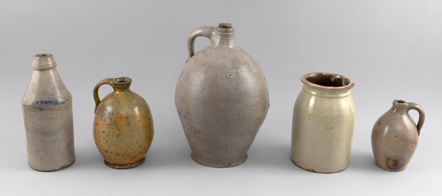 FIVE PIECES OF EARTHENWARE 19th/20th Century Heights from 7" to 13".