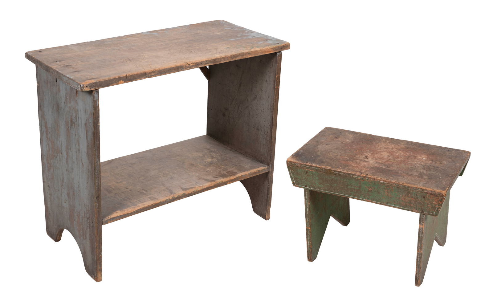 TWO PIECES OF PAINTED FURNITURE 19th Century Heights 19" and 32". Widths 26" and 37". Depths 15" and (1 of 3)