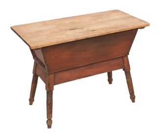 RED PAINTED PINE DOUGH BOX 19th Century Height 27". Width 38". Depth 19".