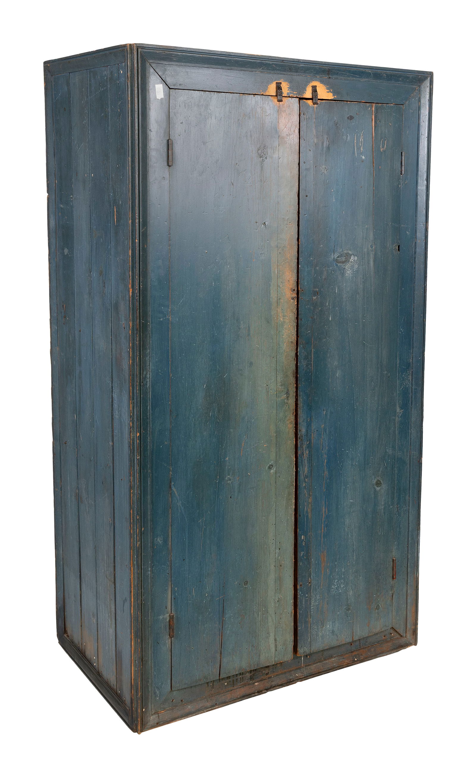 BLUE PAINTED PINE JELLY CUPBOARD Late 19th Century Height 69.5". Width 37.7". Depth 22". (1 of 3)