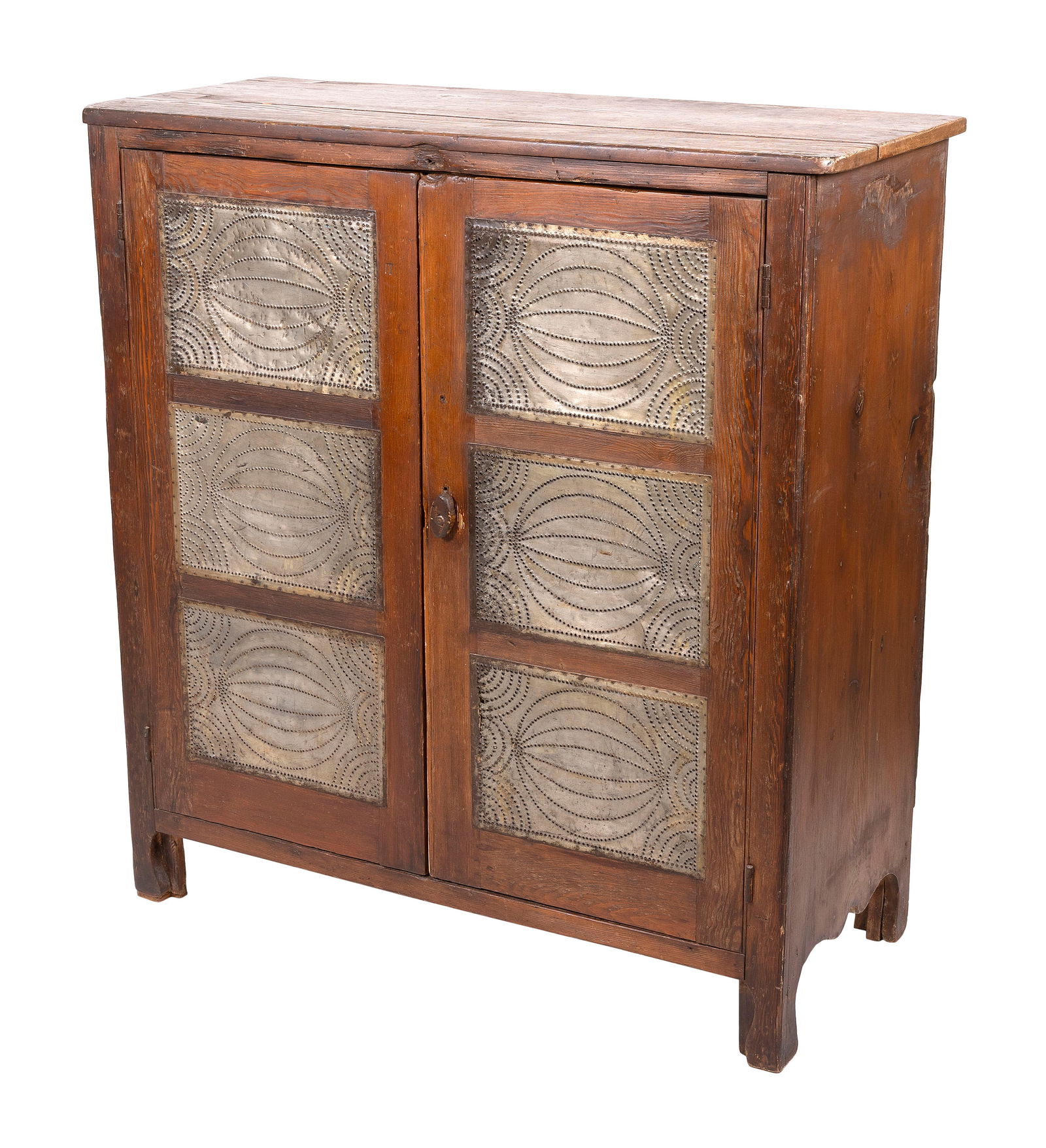PINE PIE SAFE 19th Century Height 47". Width 44". Depth 18.5".: PINE PIE SAFE19th CenturyDoors with punched tin panels.Height 47". Width 44". Depth 18.5".