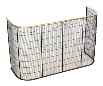 BRASS AND IRON FIREPLACE SCREEN 19th Century Height 24". Width 38.5". Depth 13.5".