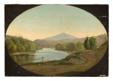 MAINE LANDSCAPE PAINTING 19th Century Oil on canvas, 14" x 20". Unframed.