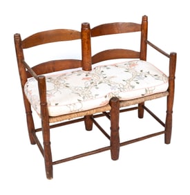 WAGON SEAT 19th Century Back height 28.5". Seat height 15". Width 35". Depth 22".