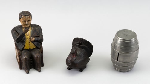 THREE BANKS 19th/Early 20th Century Heights from 3.75" to 6.25".