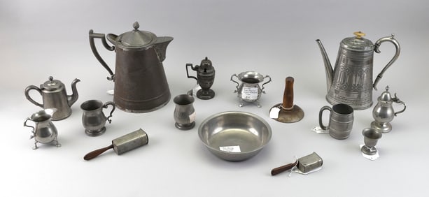 ODD LOT OF MOSTLY PEWTER 19th Century Heights from 2.25" to 10.5".