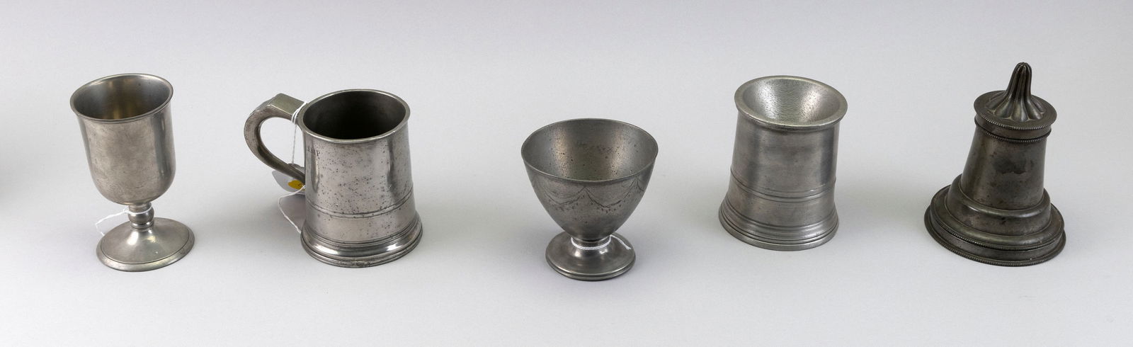 FIVE PEWTER ITEMS 19th/20th Century Heights from 4" to 6.25". (1 of 1)