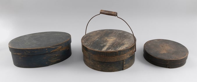 THREE PANTRY BOXES 19th/20th Century Heights from 2" to 4".