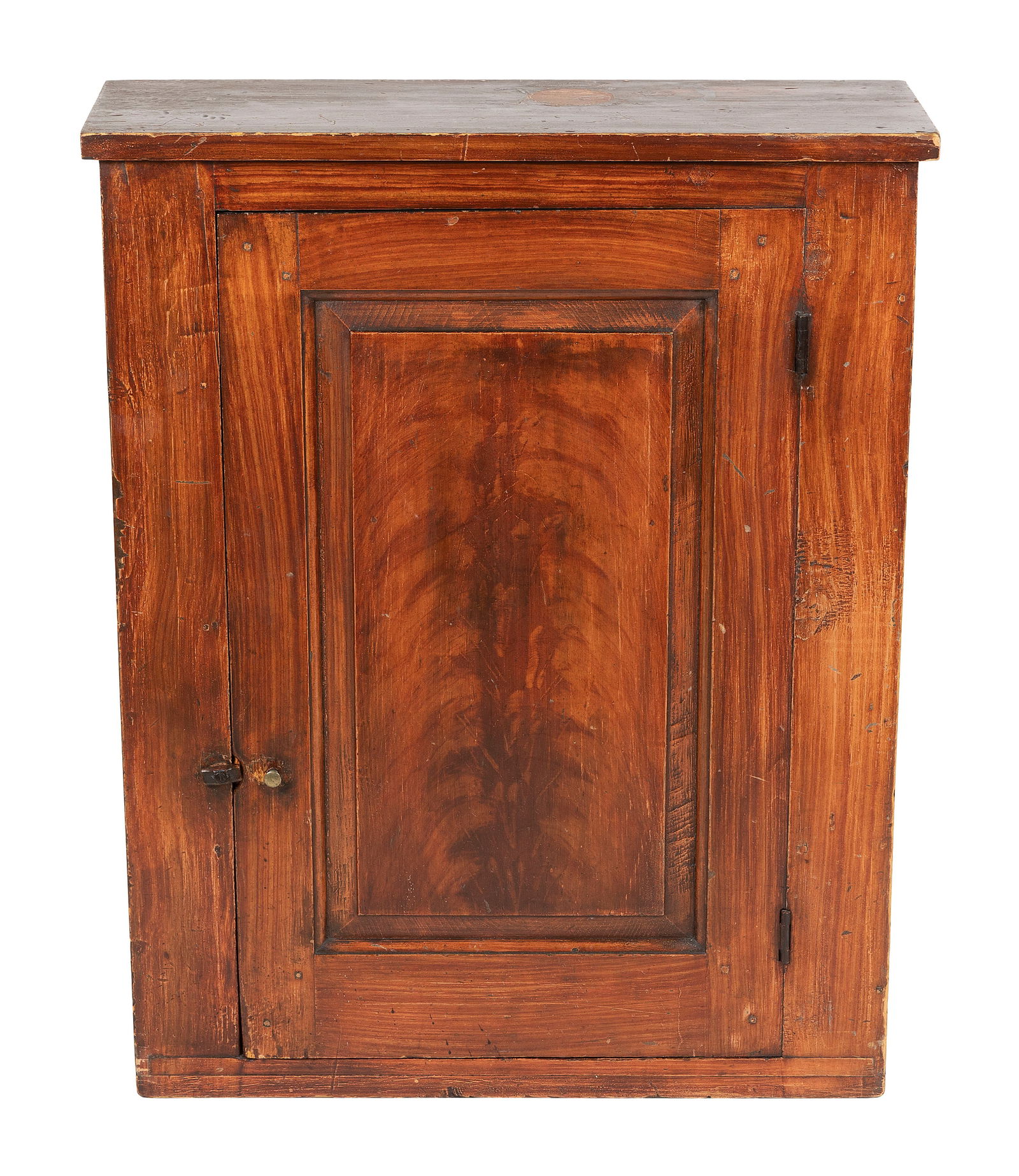 GRAIN-PAINTED PINE CUPBOARD 19th Century Height 37". Width 30". Depth 10". (1 of 2)