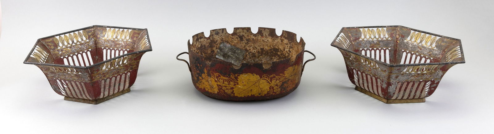 THREE PIECES OF TOLE 19th Century Height approx. 5". (1 of 2)